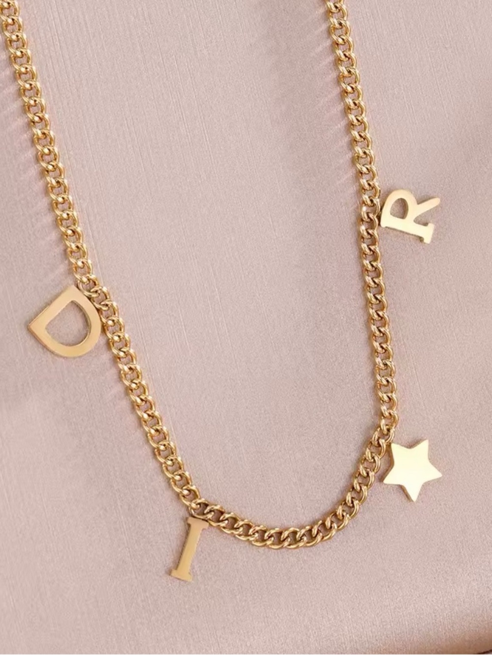 K18 Gold Plated Star & Letter Charm Necklace - Picture 4 of 5